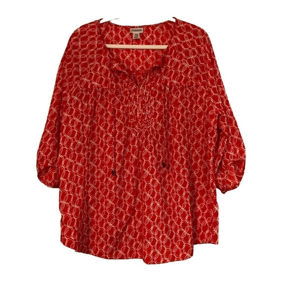 Motherhood Maternity Coral Circle Quarter Sleeve Blouse